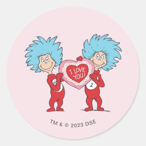 Thing One Thing Two I Love You Classic Round Sticker