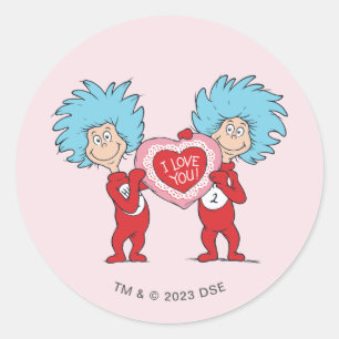 Thing One Thing Two I Love You Classic Round Sticker