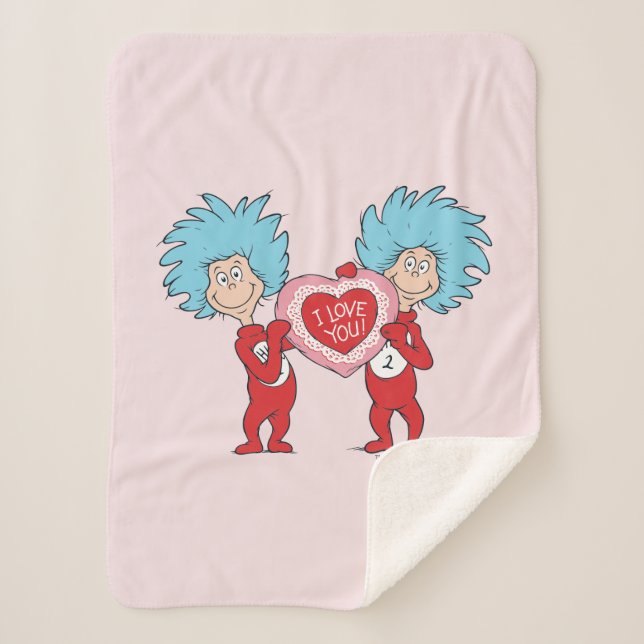 Thing One Thing Two I Love You Sherpa Blanket (Front)