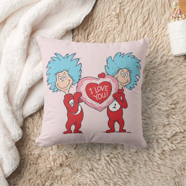Thing One Thing Two I Love You Throw Pillow (Blanket)