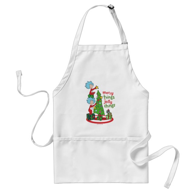 Thing One Thing Two Merry Things Jolly Things Adult Apron (Front)