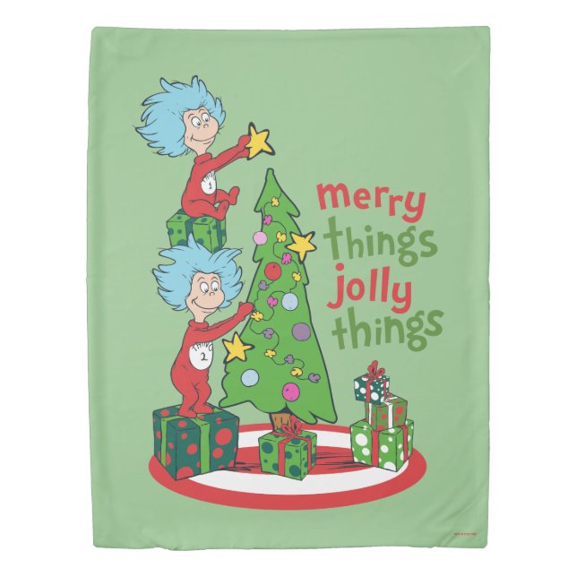 Thing One Thing Two Merry Things Jolly Things Duvet Cover (Front)