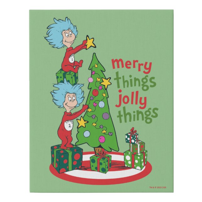Thing One Thing Two Merry Things Jolly Things Faux Canvas Print (Front)