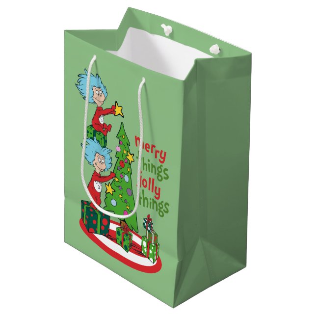 Thing One Thing Two Merry Things Jolly Things Medium Gift Bag (Front Angled)