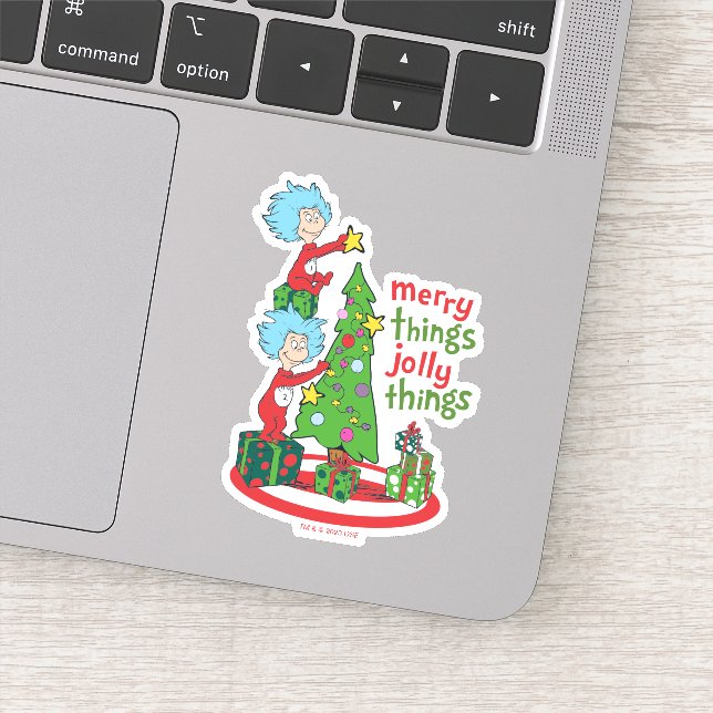 Thing One Thing Two Merry Things Jolly Things Sticker (Detail)