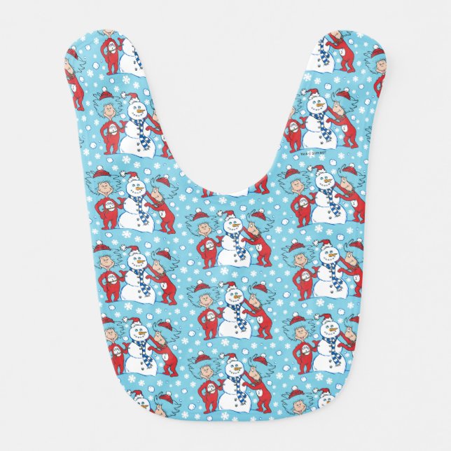 Thing One Thing Two Snowman Pattern Baby Bib (Front)