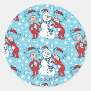 Thing One Thing Two Snowman Pattern Classic Round Sticker