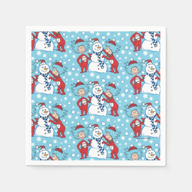Thing One Thing Two Snowman Pattern Napkins (Front)