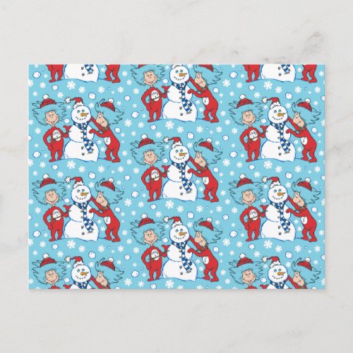 Thing One Thing Two Snowman Pattern Postcard