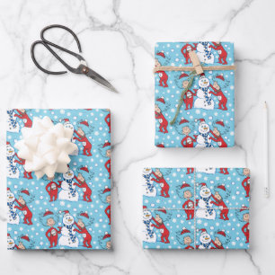 Thing One Thing Two Snowman Pattern Wrapping Paper Sheets