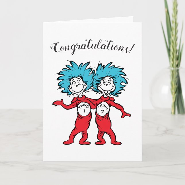 Thing One Thing Two | Twins Baby Congratulations Card (Front)
