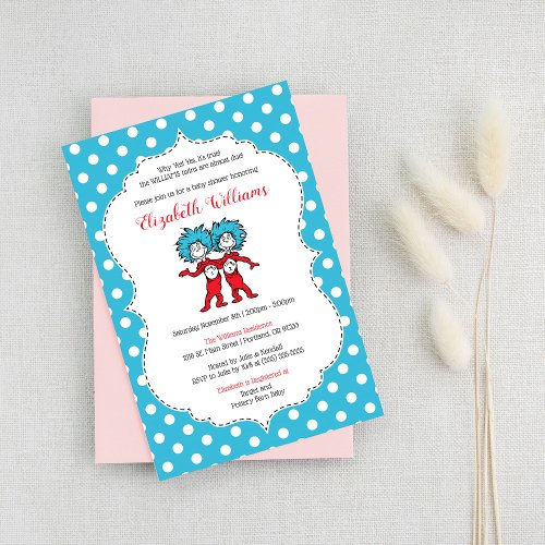Thing One Thing Two  Twins Baby Shower Invitation