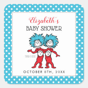 Thing One Thing Two Twins Baby Shower Square Sticker