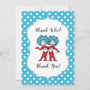 Thing One Thing Two   Twins Baby Shower Thank You Card