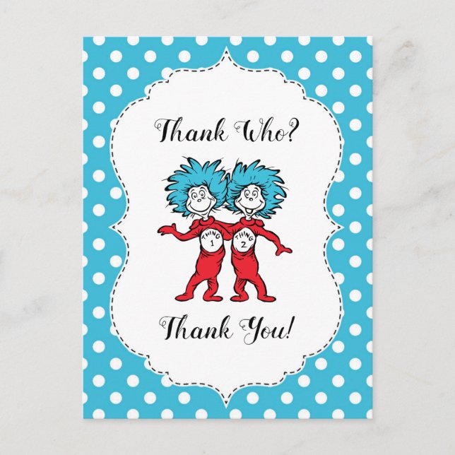 Thing One Thing Two | Twins Baby Shower Thank You Postcard (Front)