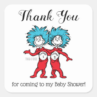 Thing One Thing Two | Twins Baby Shower Thank You Square Sticker