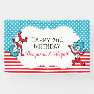 Thing One Thing Two Twins Birthday Banner