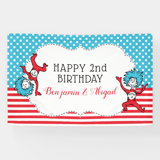 Thing One Thing Two | Twins Birthday Banner (Horizontal)