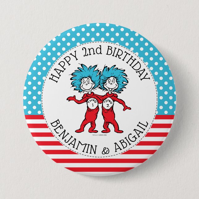 Thing One Thing Two | Twins Birthday Button (Front)