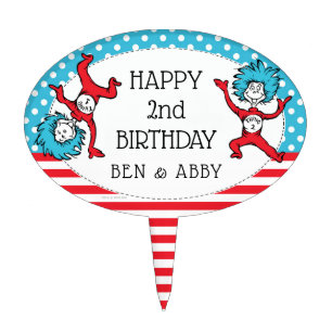 Thing One Thing Two   Twins Birthday Cake Topper