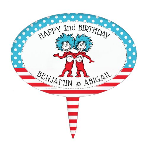 Thing One Thing Two  Twins Birthday Cake Topper