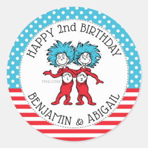 Thing One Thing Two Twins Birthday Classic Round Sticker