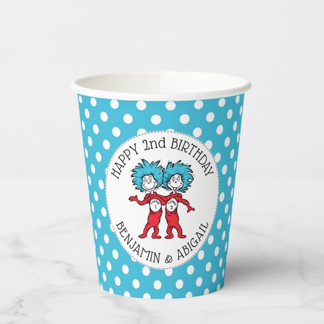 Thing One Thing Two | Twins Birthday Paper Cups (Left)