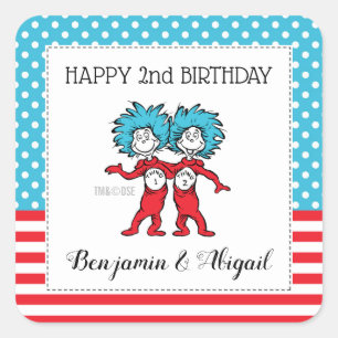 Thing One Thing Two Twins Birthday Square Sticker
