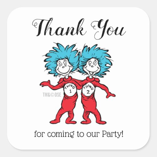 Thing One Thing Two  Twins Birthday Thank You Square Sticker