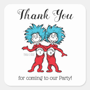 Thing One Thing Two Twins Birthday Thank You Square Sticker