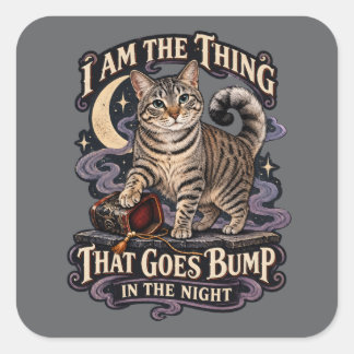 Thing That Goes Bump in the Night Halloween Cat Square Sticker
