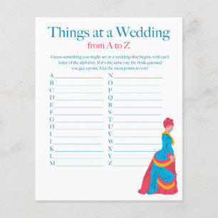 Things at a Wedding A to Z Bridal Shower Game Flyer
