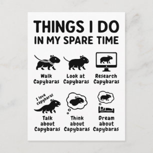 Things I Do In My Spare Time Capybara Funny Pet Postcard