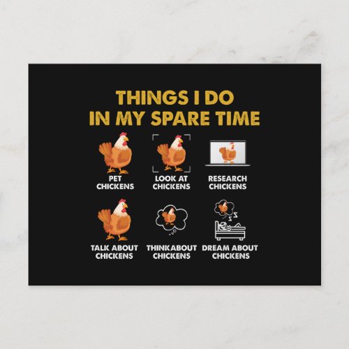 Things I Do In My Spare Time Chicken Funny Postcard