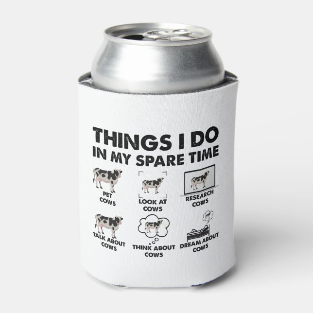 Things I Do In My Spare Time Farmer Cows Gifts Cow Can Cooler (Can Front)