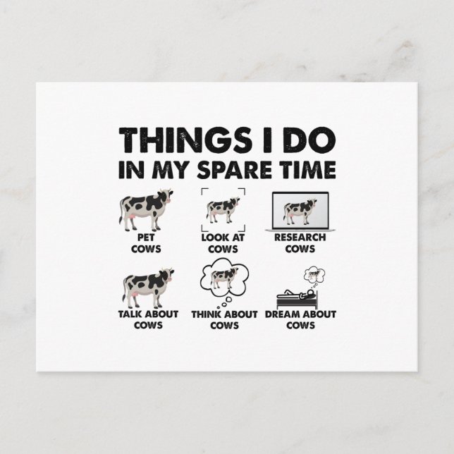 Things I Do In My Spare Time Farmer Cows Gifts Cow Postcard (Front)