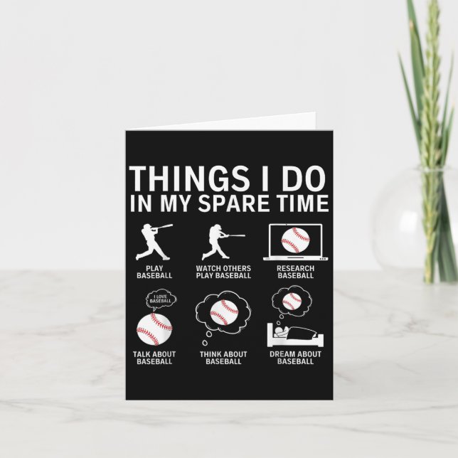 Things I Do In My Spare Time Funny Baseball Player Card (Front)