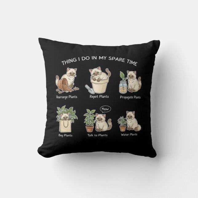 Things I Do In My Spare Time Gardening Ragdoll Cat Throw Pillow (Front)