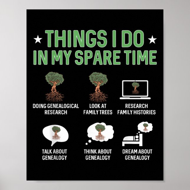 Things I Do In My Spare Time Genealogy Ancestry Ge Poster (Front)