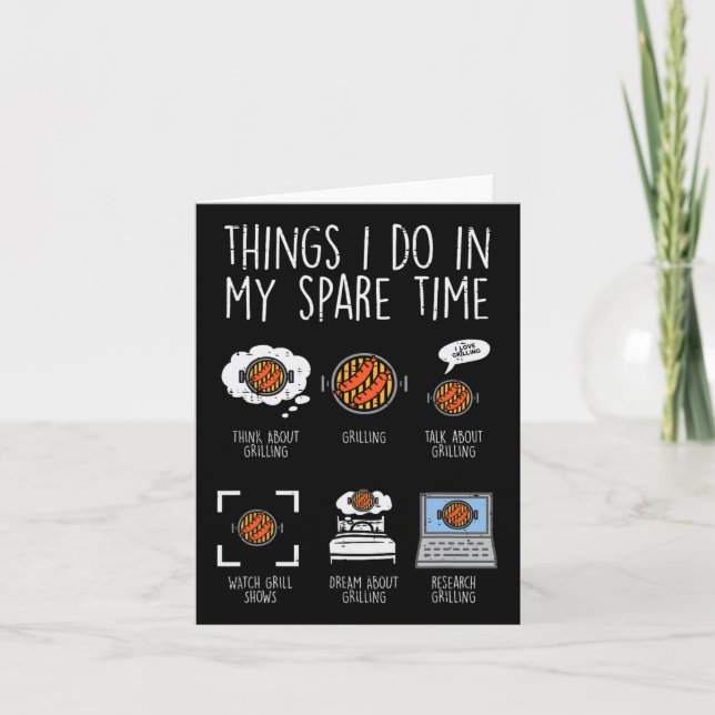 Things I Do In My Spare Time Grilling Funny Bbq Rb Card (Front)