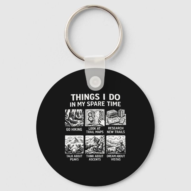 Things i do in my spare time hiking retro  keychain (Front)