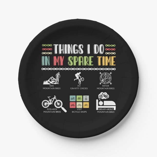 Things I Do In My Spare Time - MTB Mountain Bike Paper Plates (Front)