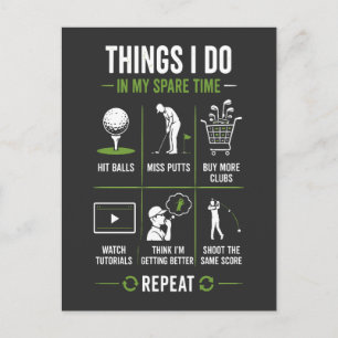 Things I Do Spare Time Miss Putts Golf Postcard