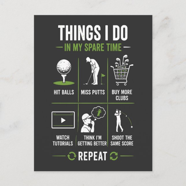 Things I Do Spare Time Miss Putts Golf Postcard (Front)