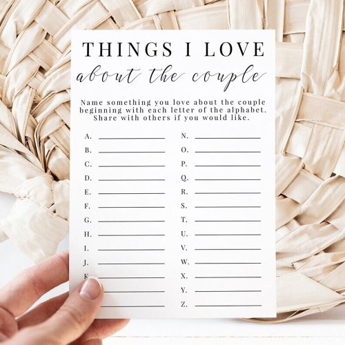 Things I Love About The Couple Invitation
