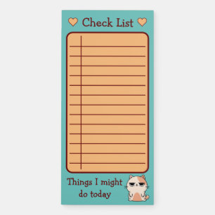 Things I Might Do Today Lazy Cat Magnetic Notepad
