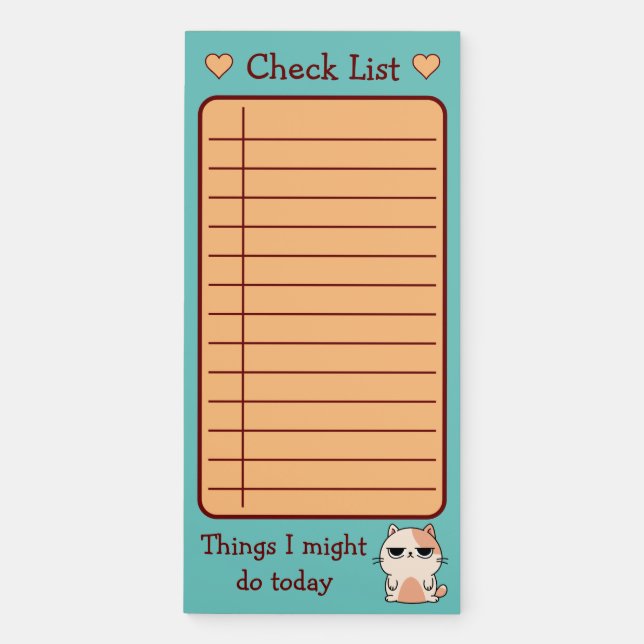 Things I Might Do Today Lazy Cat Magnetic Notepad (Front)