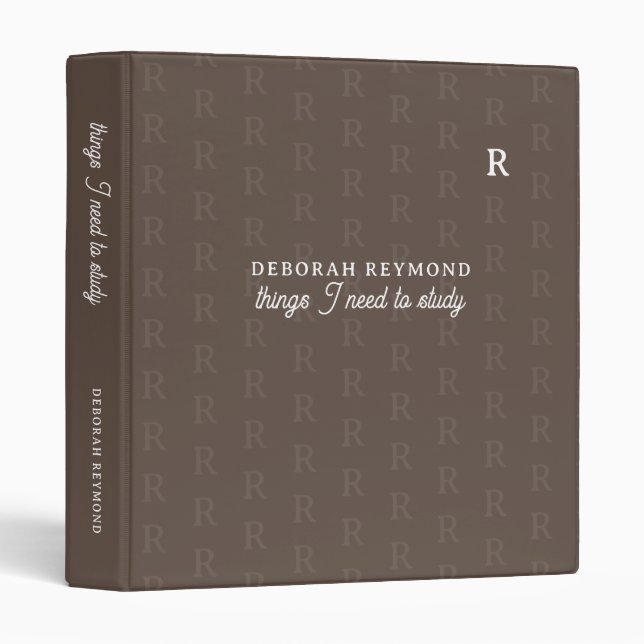 'Things I need to Study' personalized 3 Ring Binder (Front/Spine)