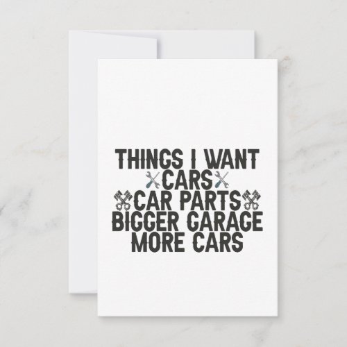 Things I Want Cars Cars Car Parts A Bigger Garage  Thank You Card