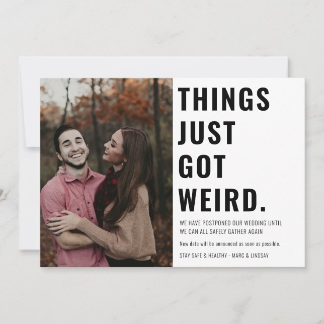 Things Just Got Weird Photo Change the Date Save The Date (Front)